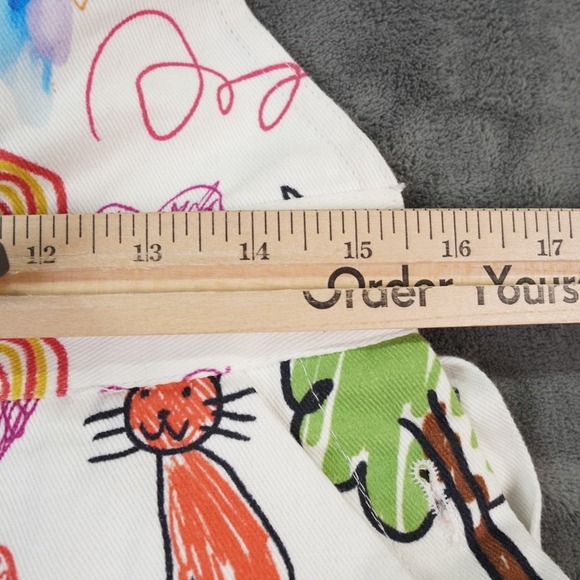 Shein Overalls Womens M Multicolor Kidcore Teacher‎ Doodle All Over Print - Picture 8 of 15